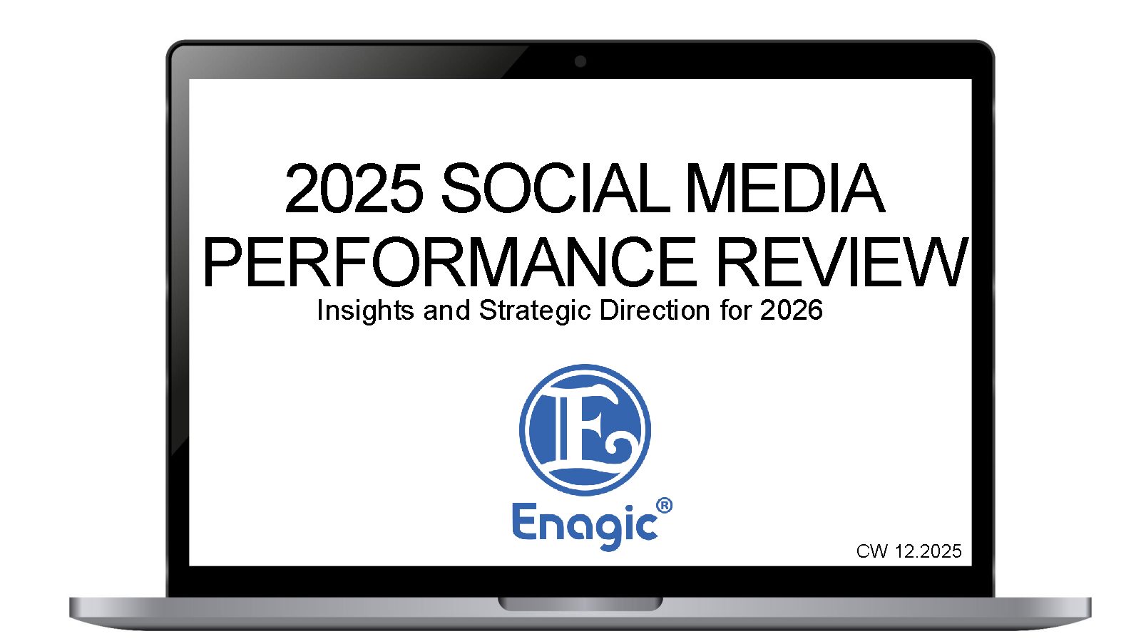 Cover slide of the 2025 Social Media Performance Review at Enagic